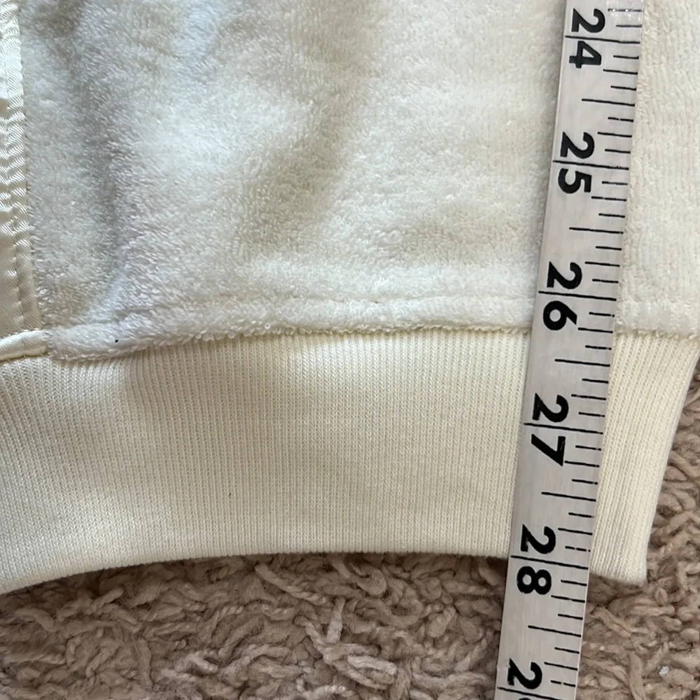 ATM Women XL Cream Satin French Cotton Terry Pull-On Chalk Jogger Track Pant NWT